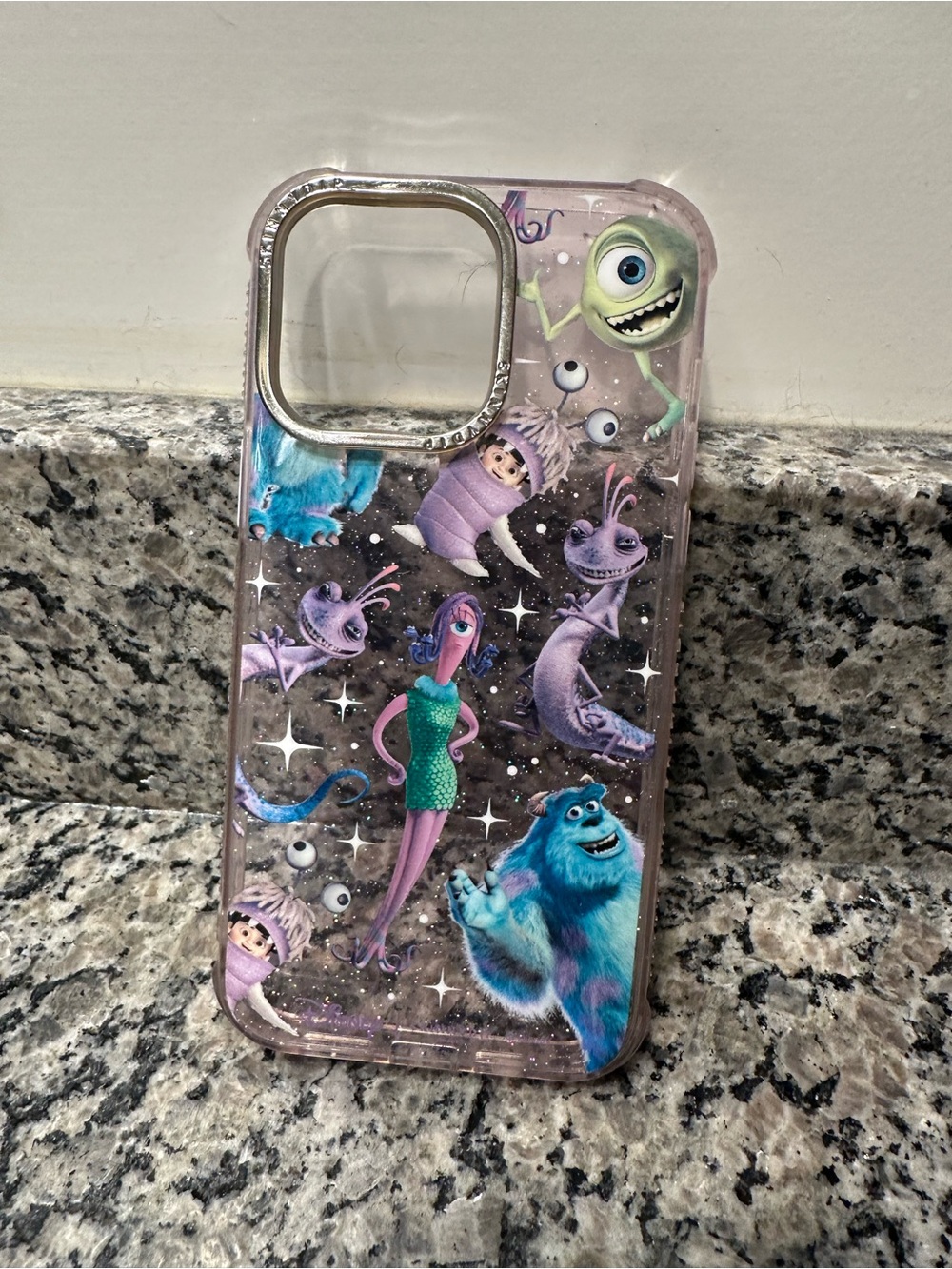 Monsters-Themed Glitter Phone Case — Purple/Blue